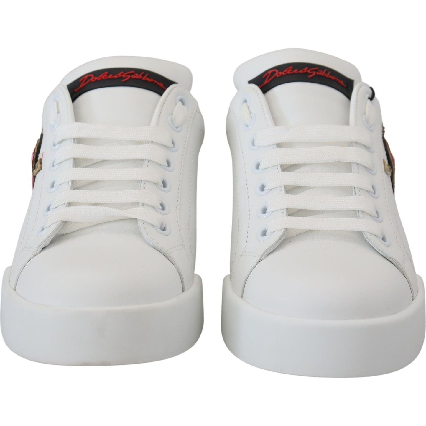 Dolce & Gabbana Elegant White Portofino Leather Sneakers Dolce & Gabbana