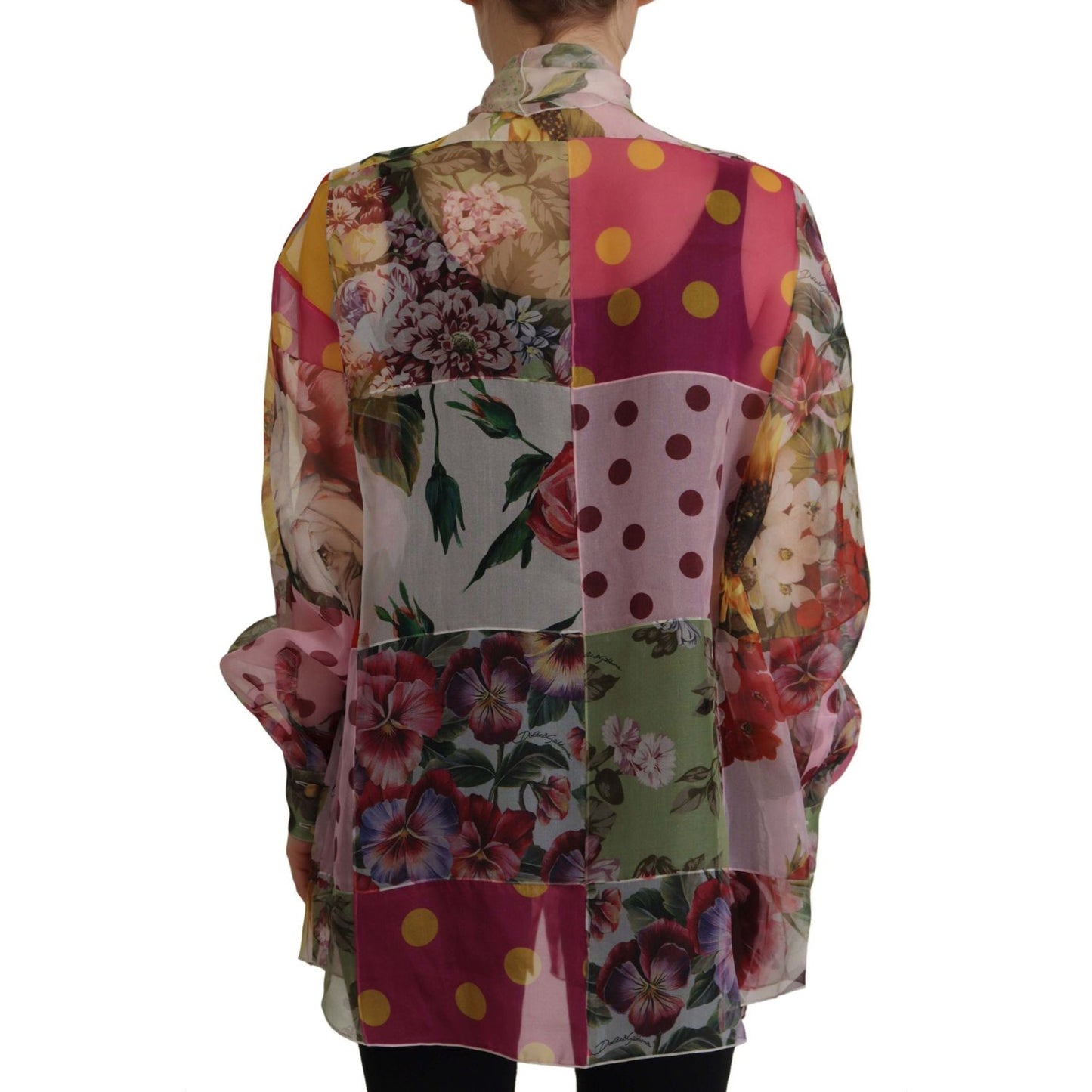 Dolce & Gabbana Multicolor Silk Ascot Collar Blouse Dolce & Gabbana