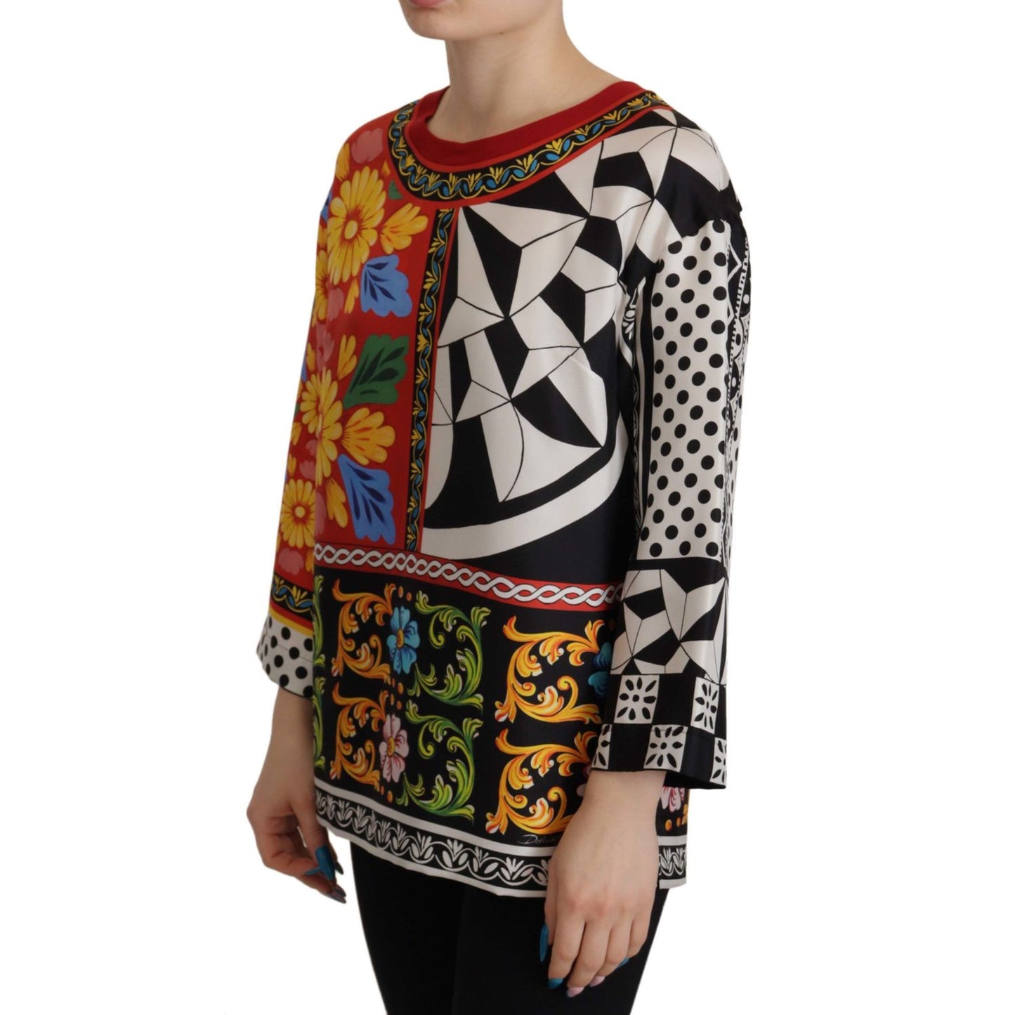 Dolce & Gabbana Multicolor Printed Baroque Loose Long Sleeve