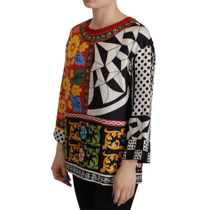 Dolce & Gabbana Multicolor Printed Baroque Loose Long Sleeve