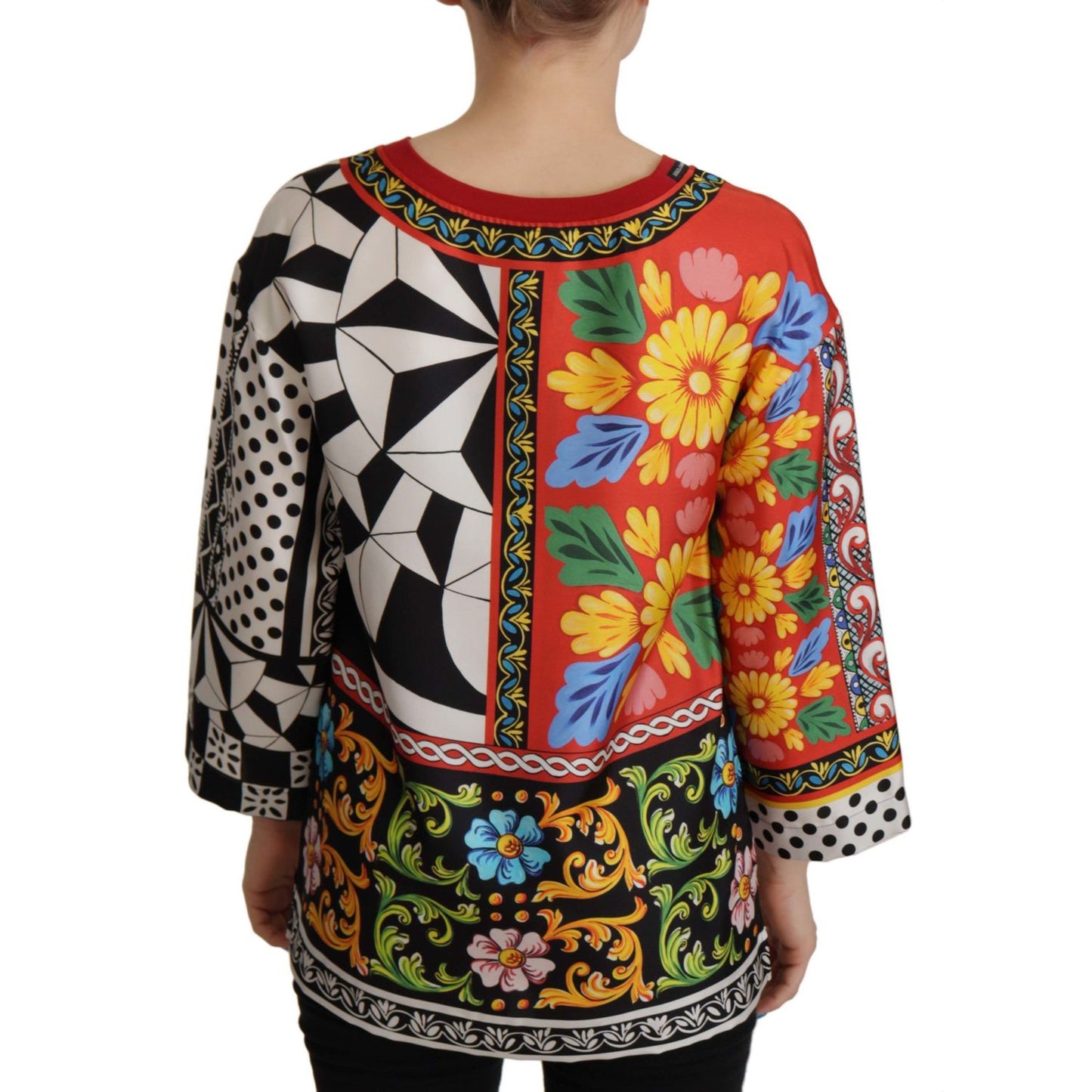 Dolce & Gabbana Multicolor Printed Baroque Loose Long Sleeve