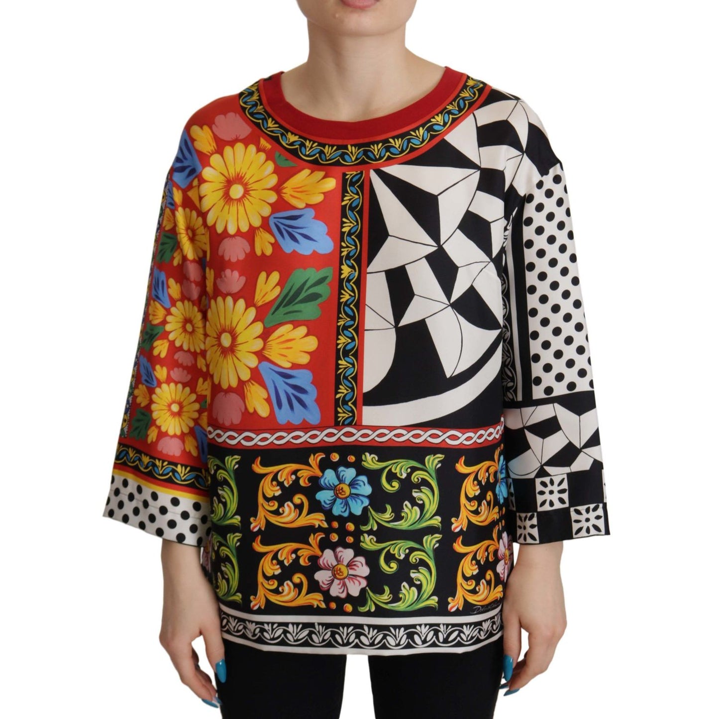 Dolce & Gabbana Multicolor Printed Baroque Loose Long Sleeve