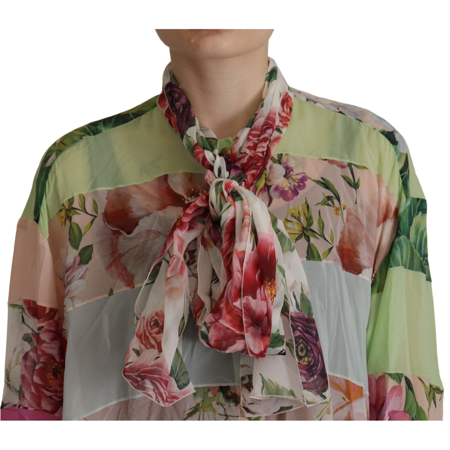 Dolce & Gabbana Elegant Floral Patchwork Silk Blouse Dolce & Gabbana