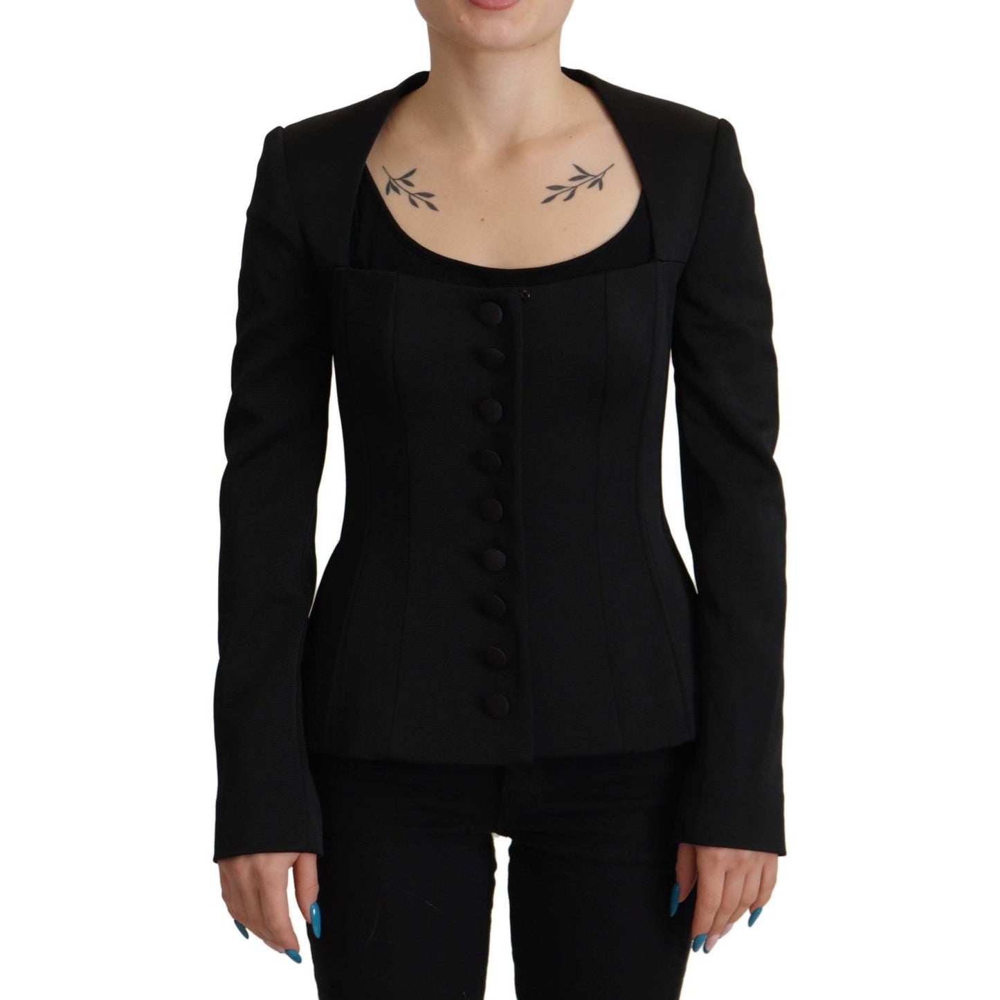 Dolce & Gabbana Sleek Black Snap Jacket with Silk Lining Dolce & Gabbana