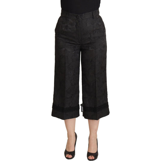 Dolce & Gabbana Elegant Black Brocade Cropped Pants Dolce & Gabbana