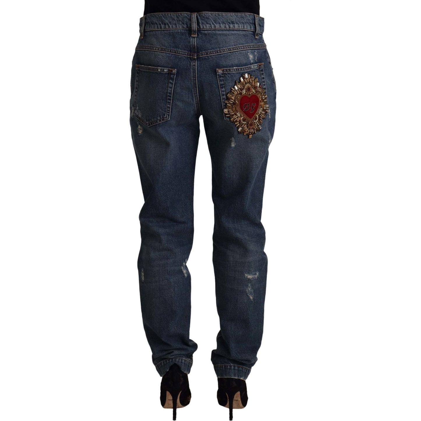 Dolce & Gabbana Chic Boyfriend Cut Mid Waist Denim Jeans Dolce & Gabbana