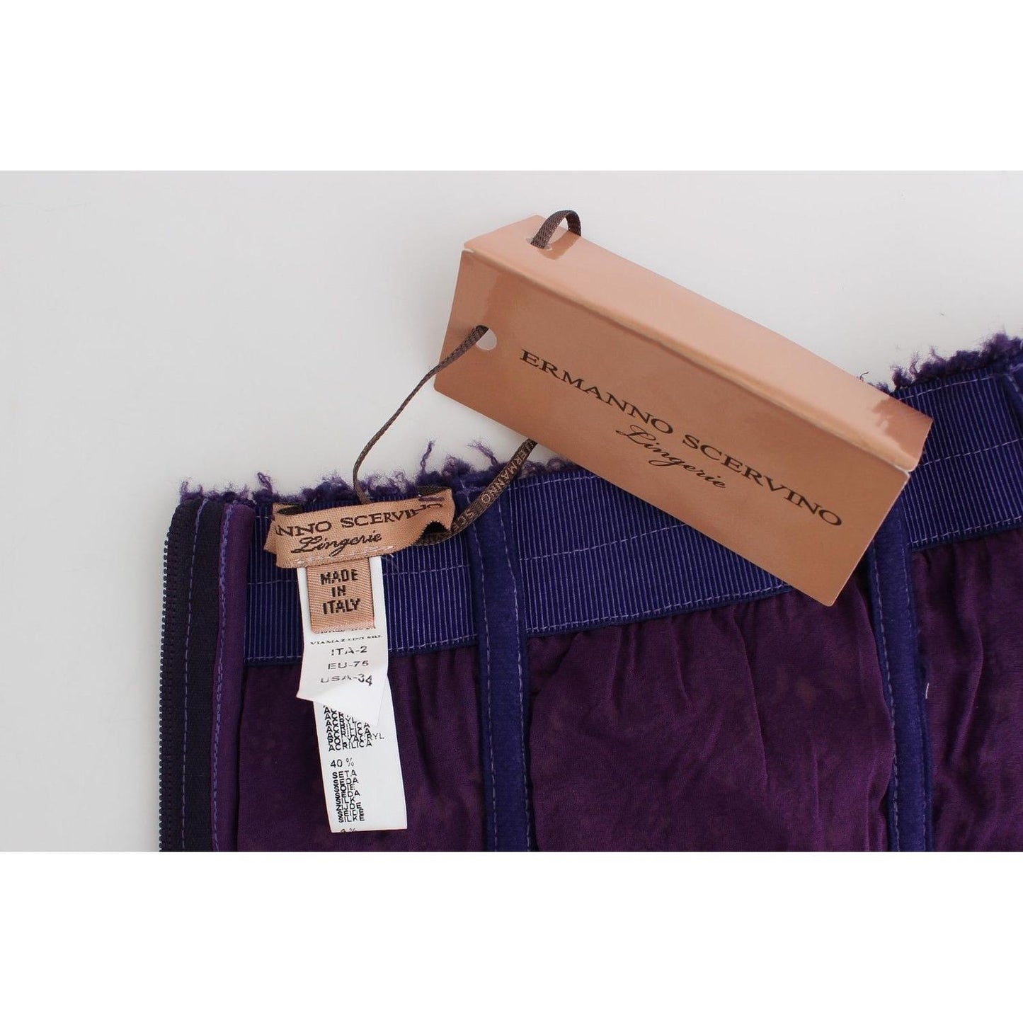 Ermanno Scervino Purple Lace Silk Blend Bustier Corset Ermanno Scervino