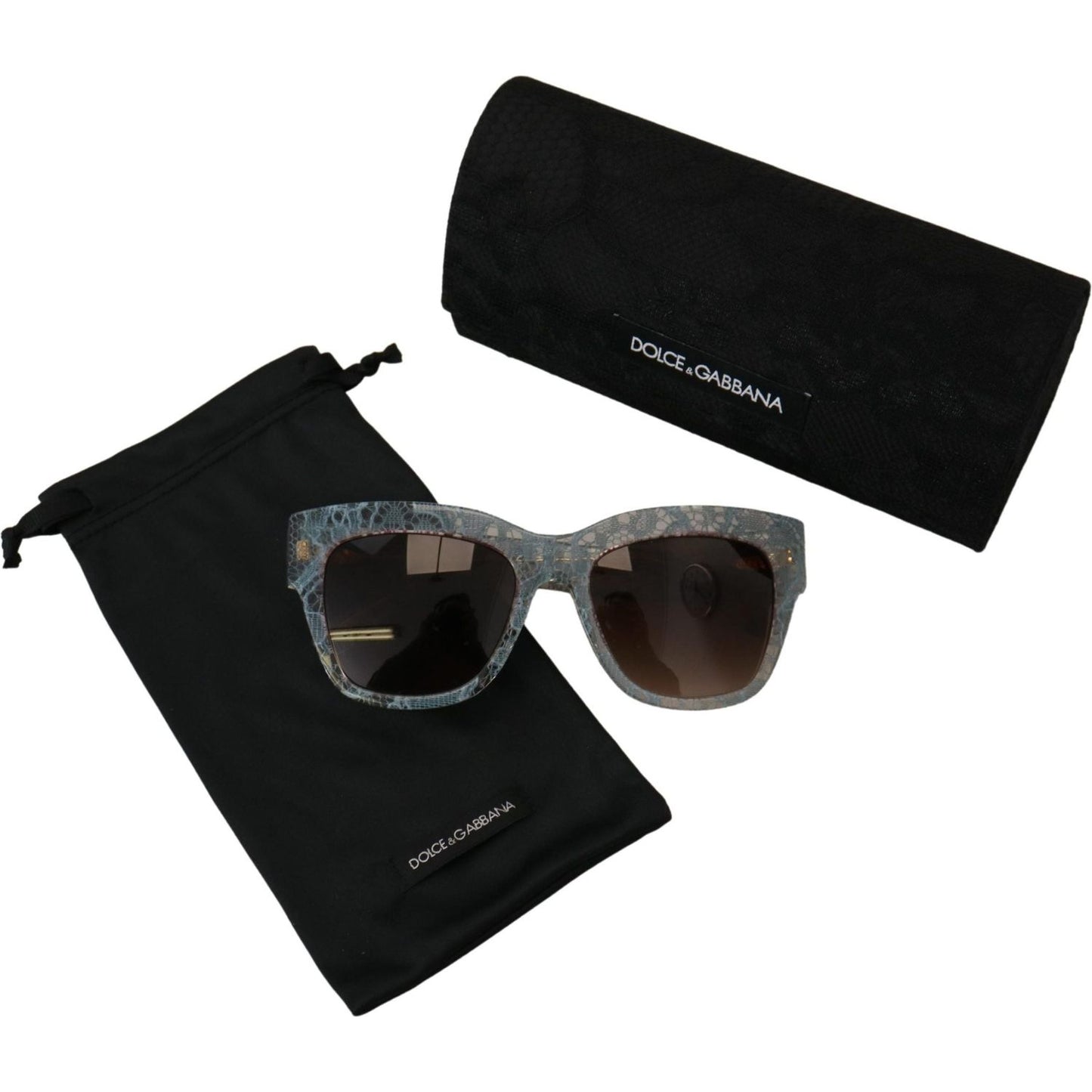 Dolce & Gabbana Elegant Lace Detail Blue Sunglasses Dolce & Gabbana