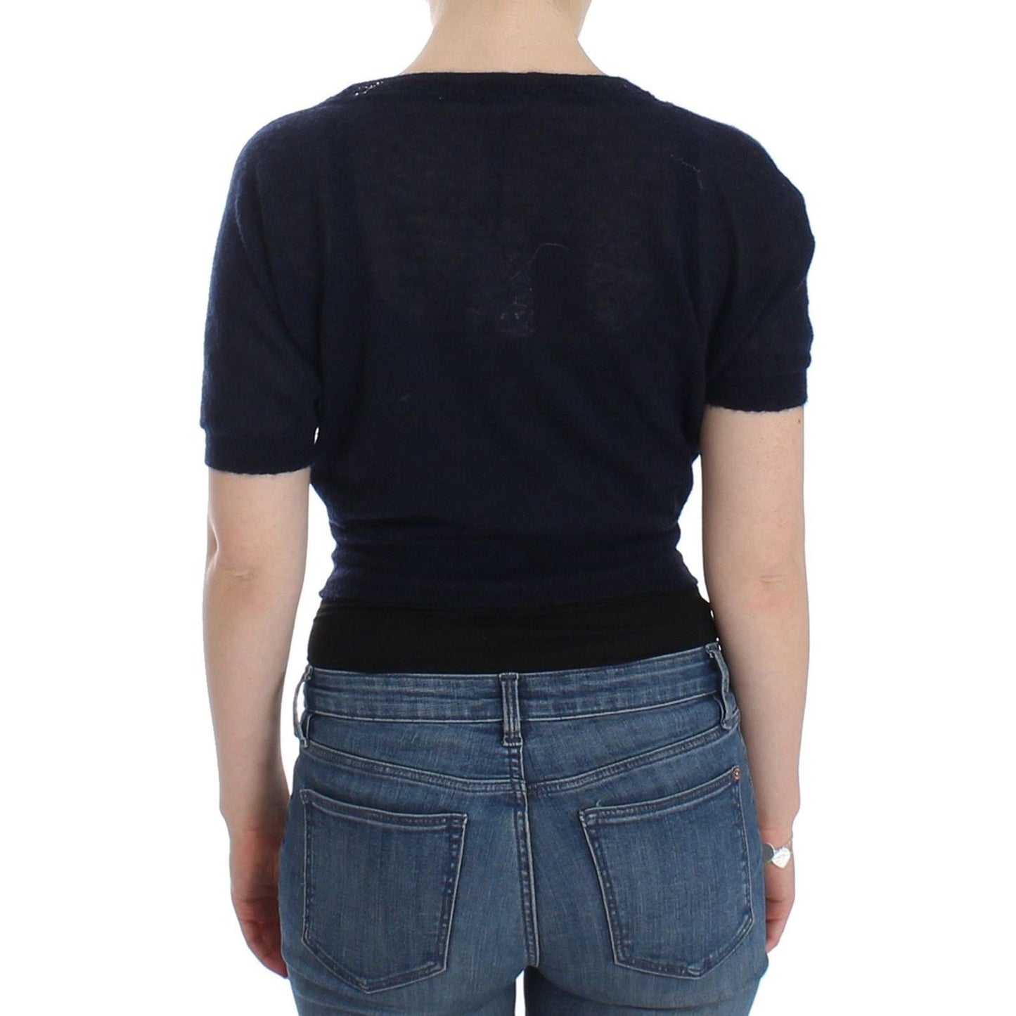 Ermanno Scervino Elegant Cropped Blue Alpaca Blend Sweater Ermanno Scervino