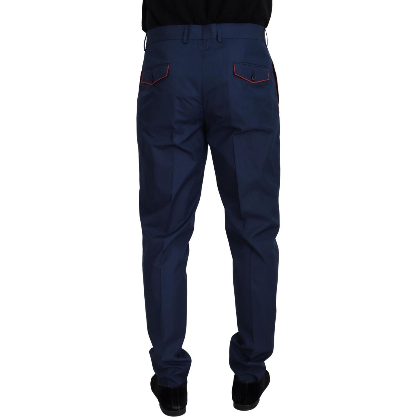 Dolce & Gabbana Elegant Slim Fit Chinos in Blue Silk Blend Dolce & Gabbana