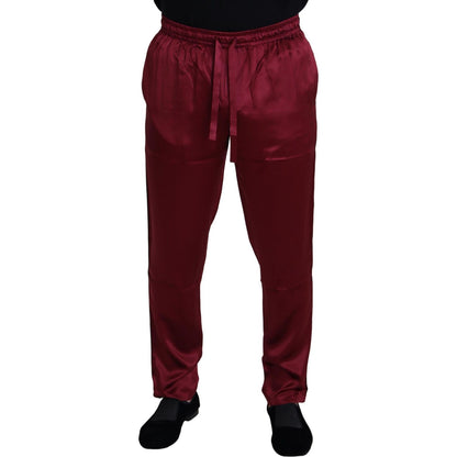 Dolce & Gabbana Bordeaux Silk DG Sleep Lounge Pants