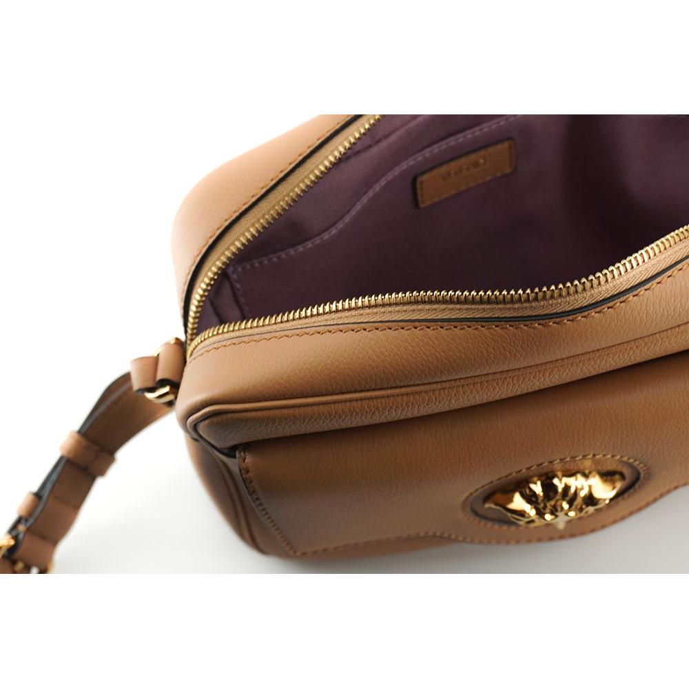 Versace Elegant Brown Leather Camera Case Shoulder Bag Crossbody Bag Versace