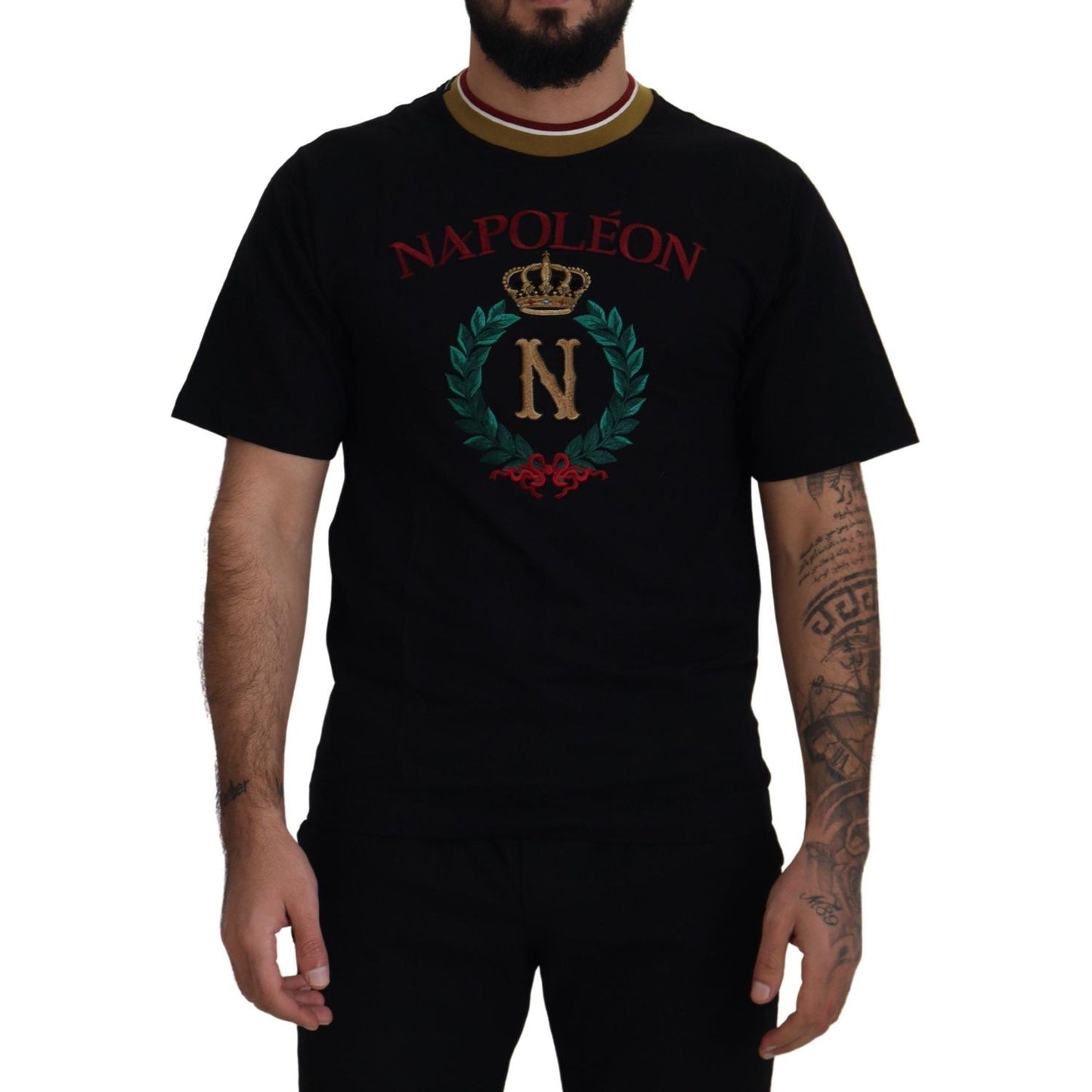 Dolce & Gabbana Iconic Black Cotton Crew Neck Tee Dolce & Gabbana