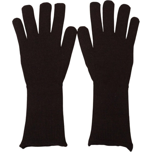 Dolce & Gabbana Elegant Silk Cashmere Brown Gloves Dolce & Gabbana