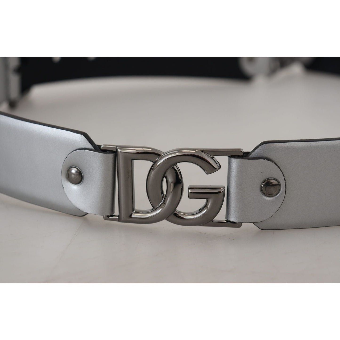 Dolce & Gabbana Chic Silver Leather Belt with Metal Buckle Dolce & Gabbana