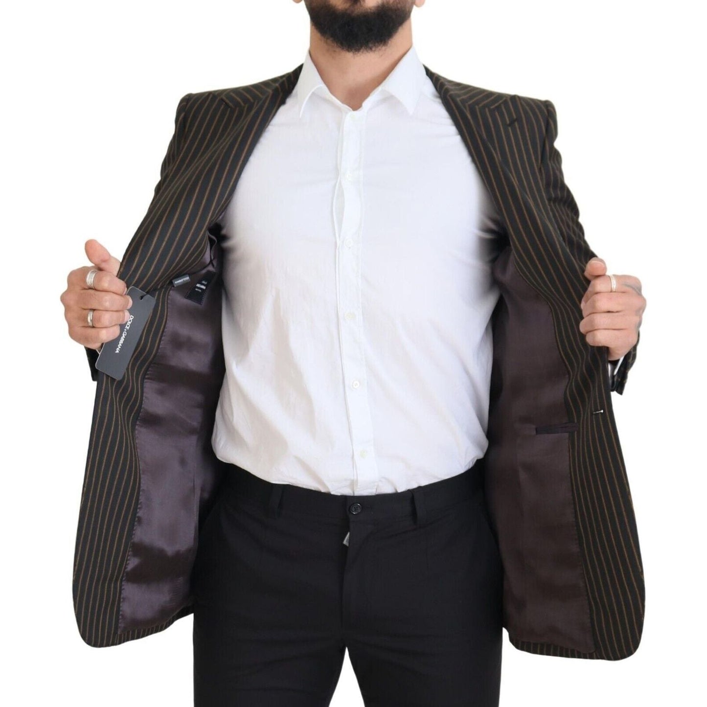 Dolce & Gabbana Black Brown Stripes Single Breasted Blazer