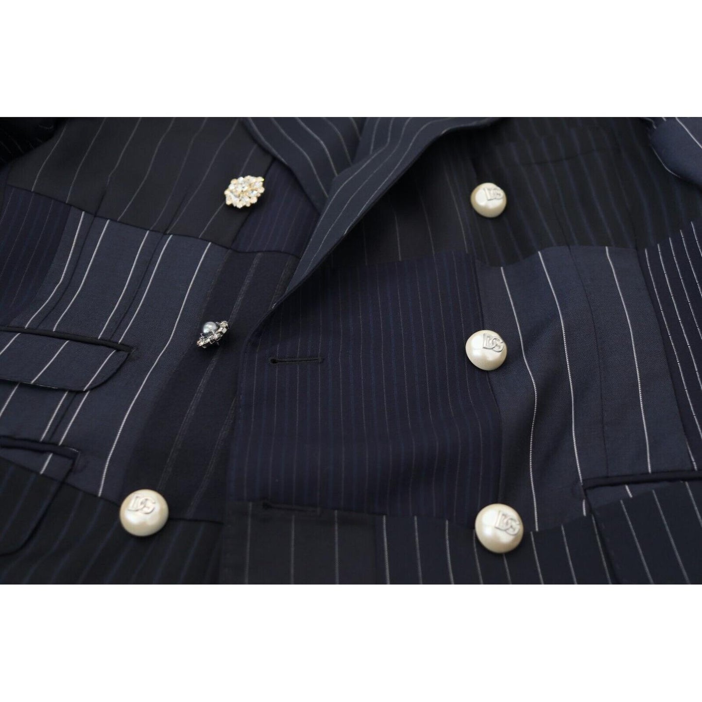 Dolce & Gabbana Elegant Navy Slim-Fit Double Breasted Blazer Dolce & Gabbana