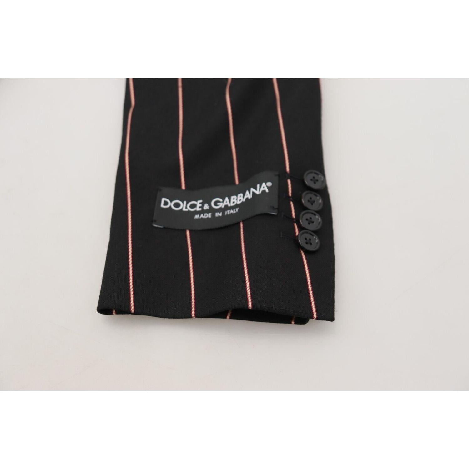 Dolce & Gabbana Black Stripes Viscose Double Breasted Blazer