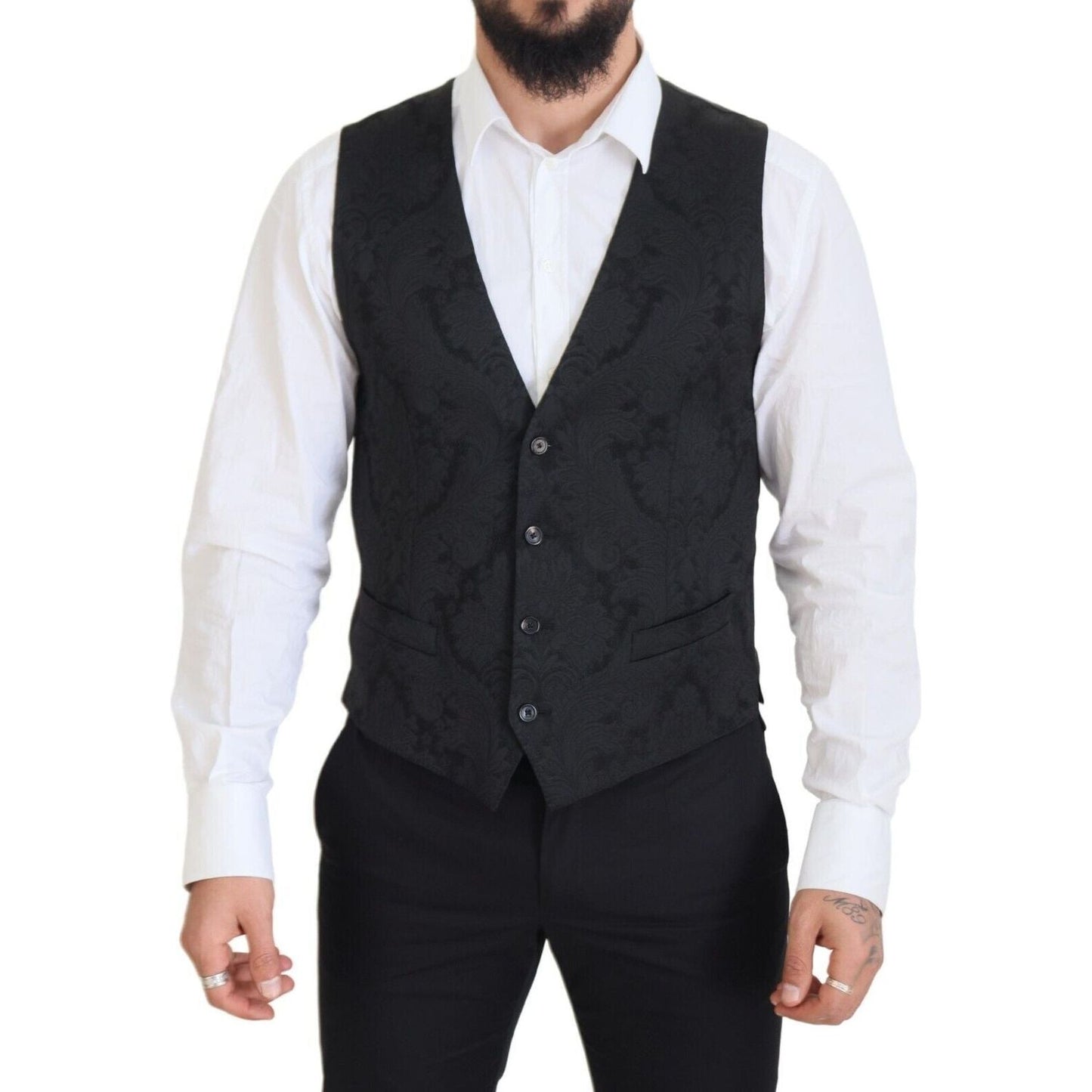 Dolce & Gabbana Elegant Black Martini Suit Jacket & Vest Ensemble Dolce & Gabbana