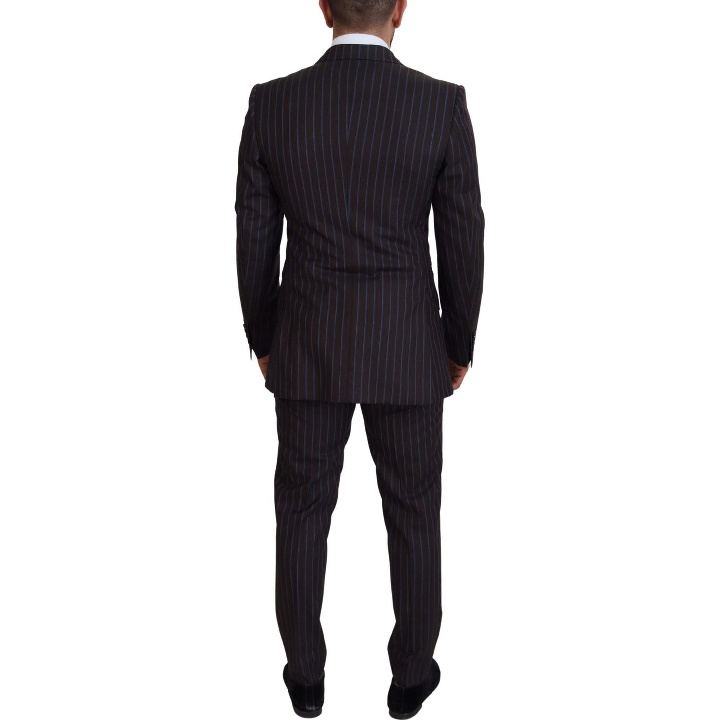 Dolce & Gabbana Elegant Black Striped Virgin Wool Suit Dolce & Gabbana