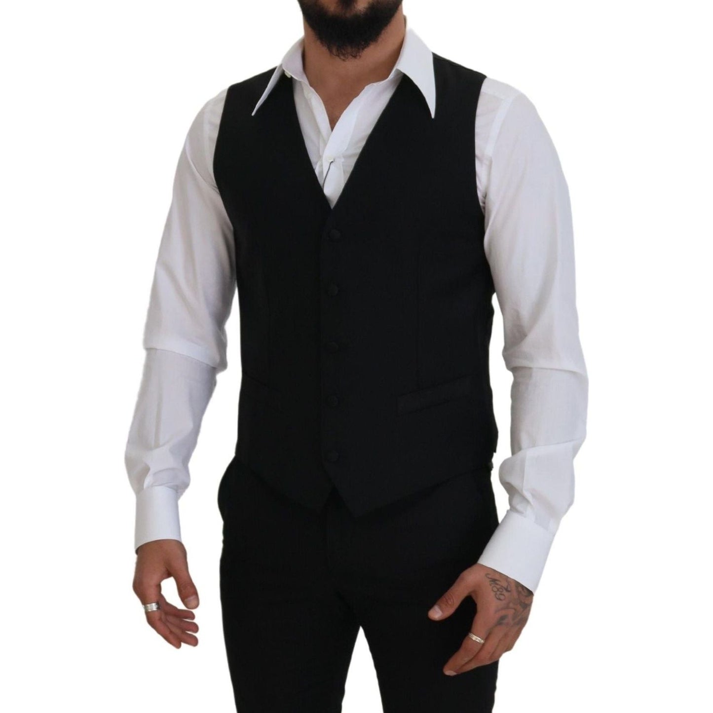 Dolce & Gabbana Elegant Black Single-Breasted Dress Vest Dolce & Gabbana