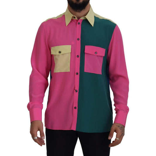 Dolce & Gabbana Elegant Multicolor Silk Button-Down Shirt Dolce & Gabbana