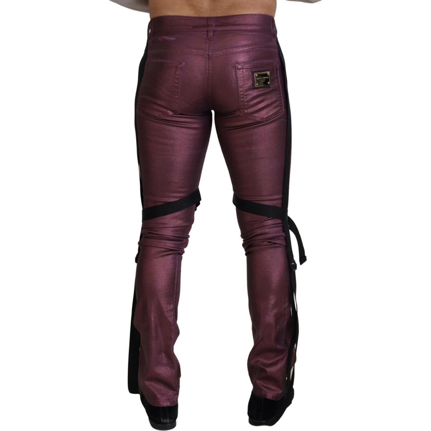 Dolce & Gabbana Magenta Cotton Men Casual Harness Denim Jeans