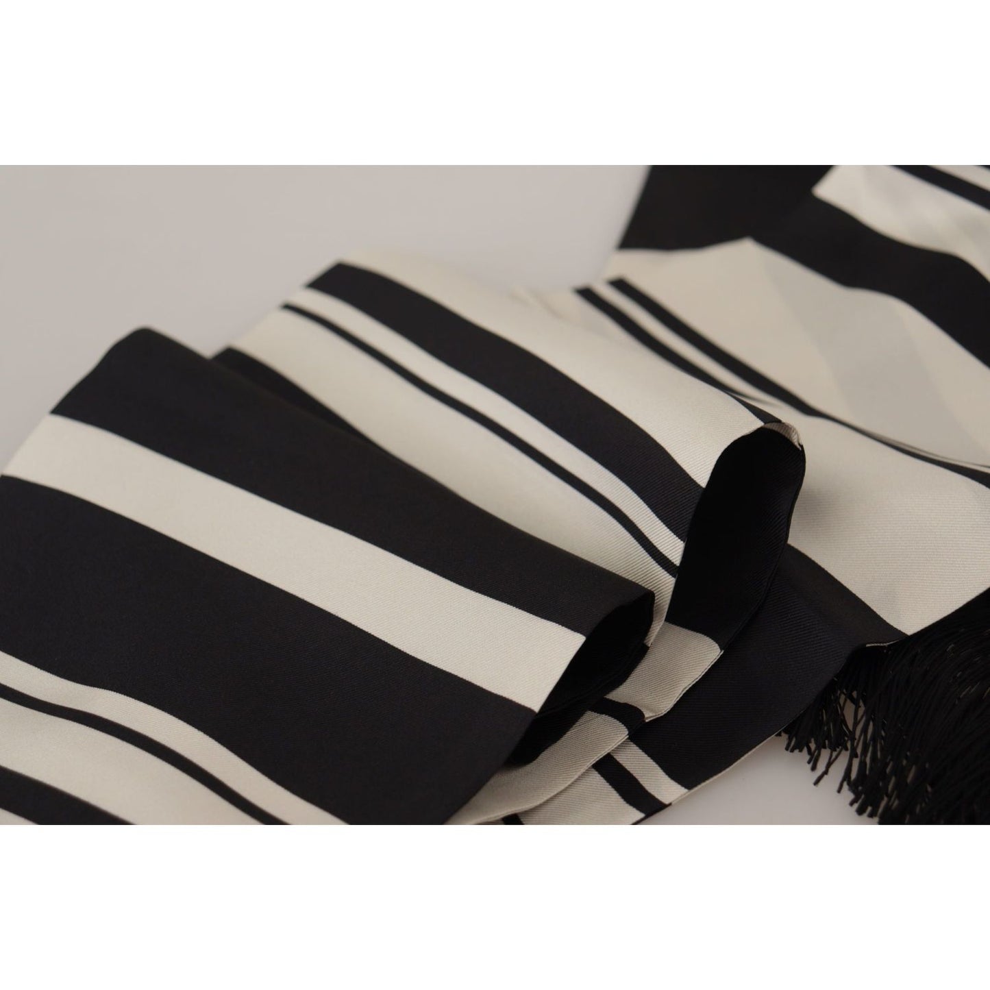 Dolce & Gabbana Elegant Silk Men's Scarf - Classic Black Stripe Dolce & Gabbana