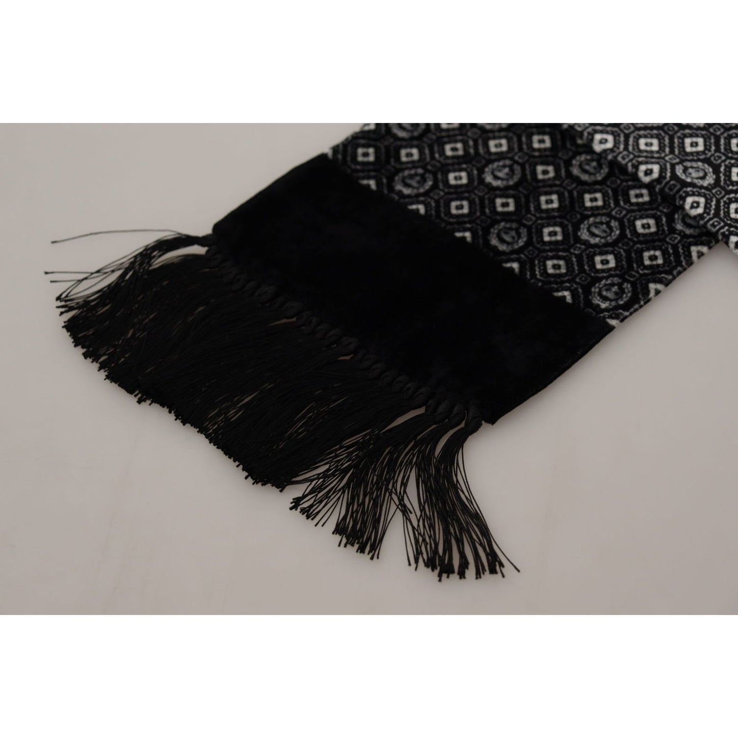 Dolce & Gabbana Elegant Black Geometric Silk Blend Scarf Dolce & Gabbana