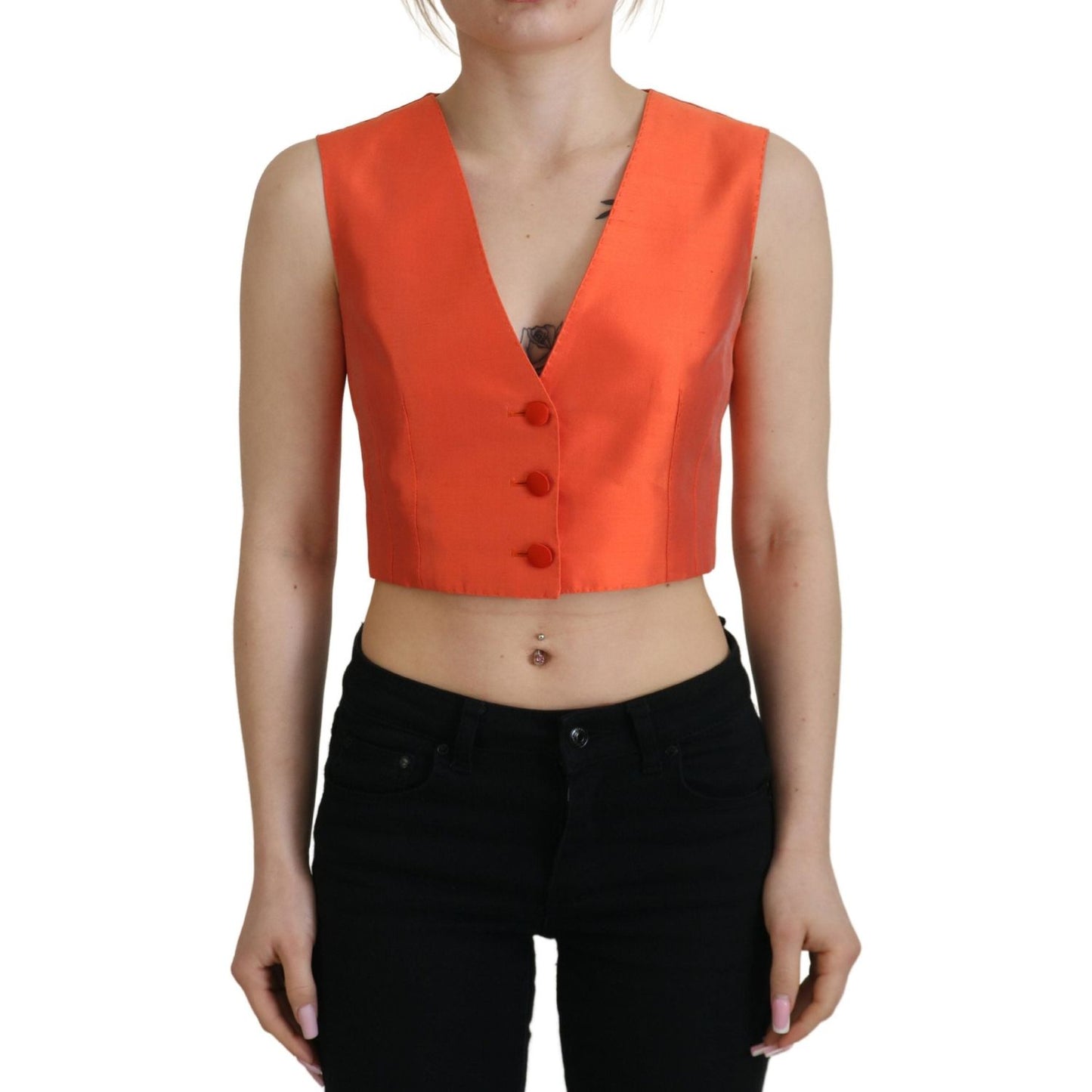 Dolce & Gabbana Elegant Orange Silk Waistcoat Dolce & Gabbana