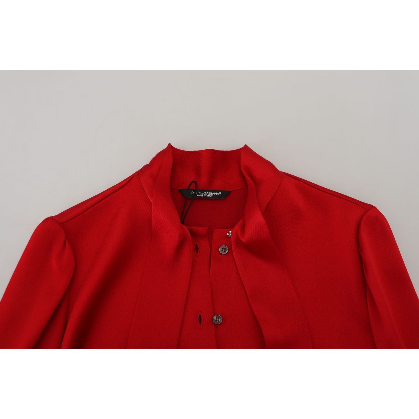 Dolce & Gabbana Elegant Red Ascot Collar Blouse Dolce & Gabbana