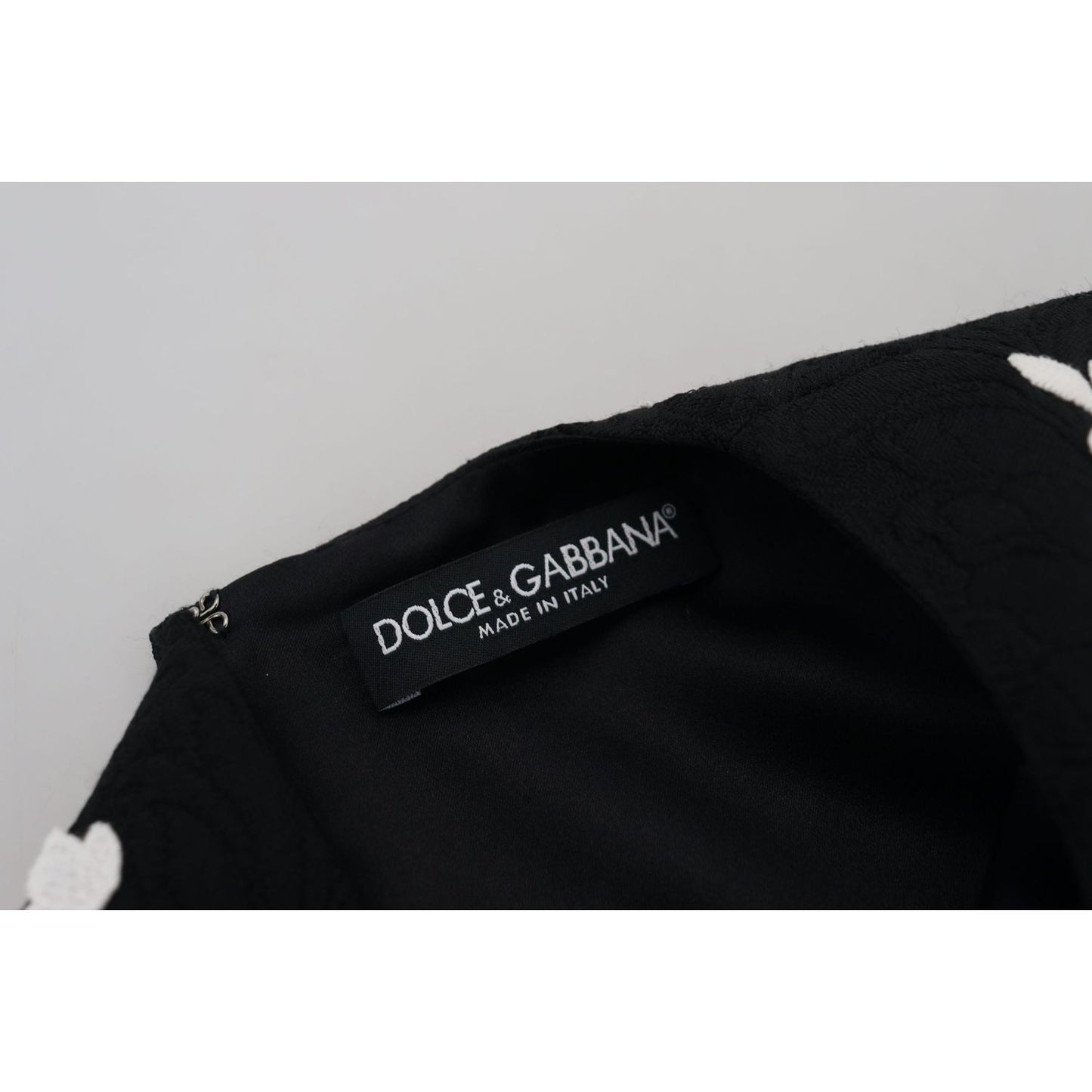 Dolce & Gabbana Elegant Black A-Line Mini Dress with Lace Trim Dolce & Gabbana