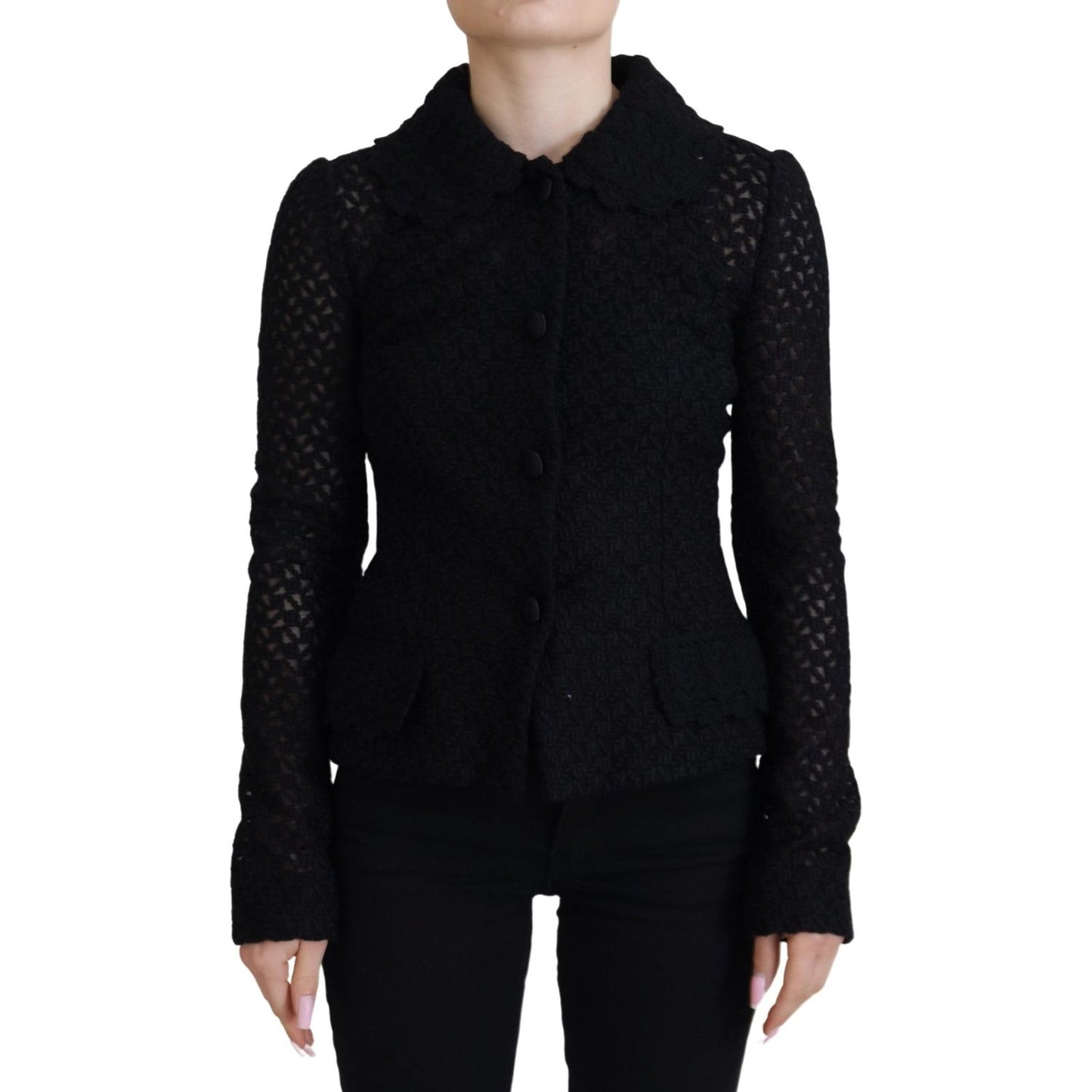 Dolce & Gabbana Elegant Black Wool Blend Button Down Jacket Dolce & Gabbana