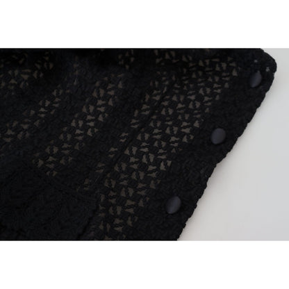 Dolce & Gabbana Black Wool Knitted Button Down Collar Jacket