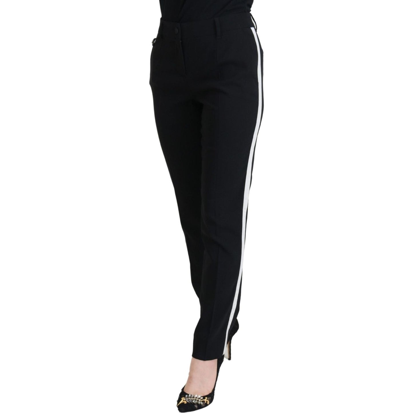 Dolce & Gabbana Elegant Black Wool-Silk Pants Dolce & Gabbana