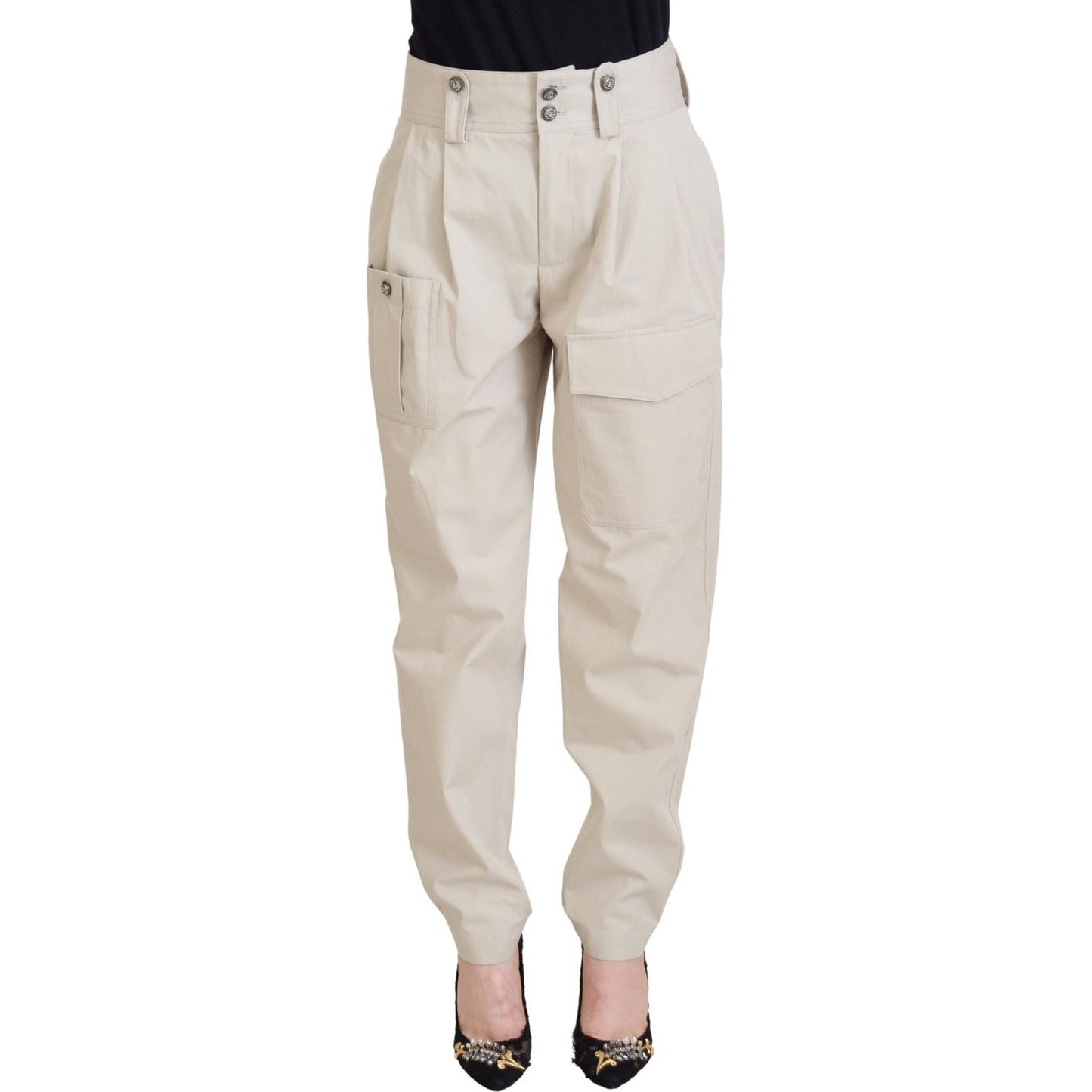 Dolce & Gabbana Chic Beige Cotton Trousers for Elegant Comfort Dolce & Gabbana