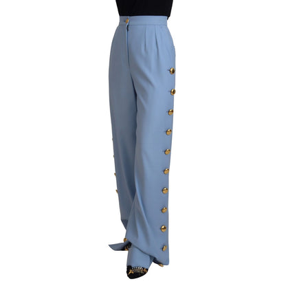 Dolce & Gabbana Light Blue Button Wide Leg Pants