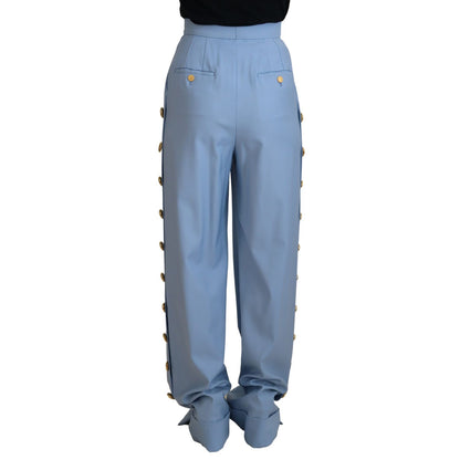 Dolce & Gabbana Light Blue Button Wide Leg Pants