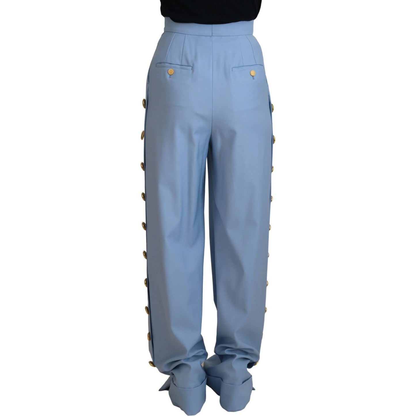 Dolce & Gabbana Elegant Light Blue Wool-Silk Blend Pants Dolce & Gabbana