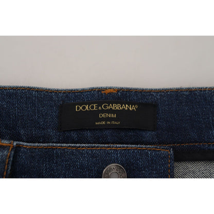 Dolce & Gabbana Black Floral Lace Front Skinny Denim Jeans