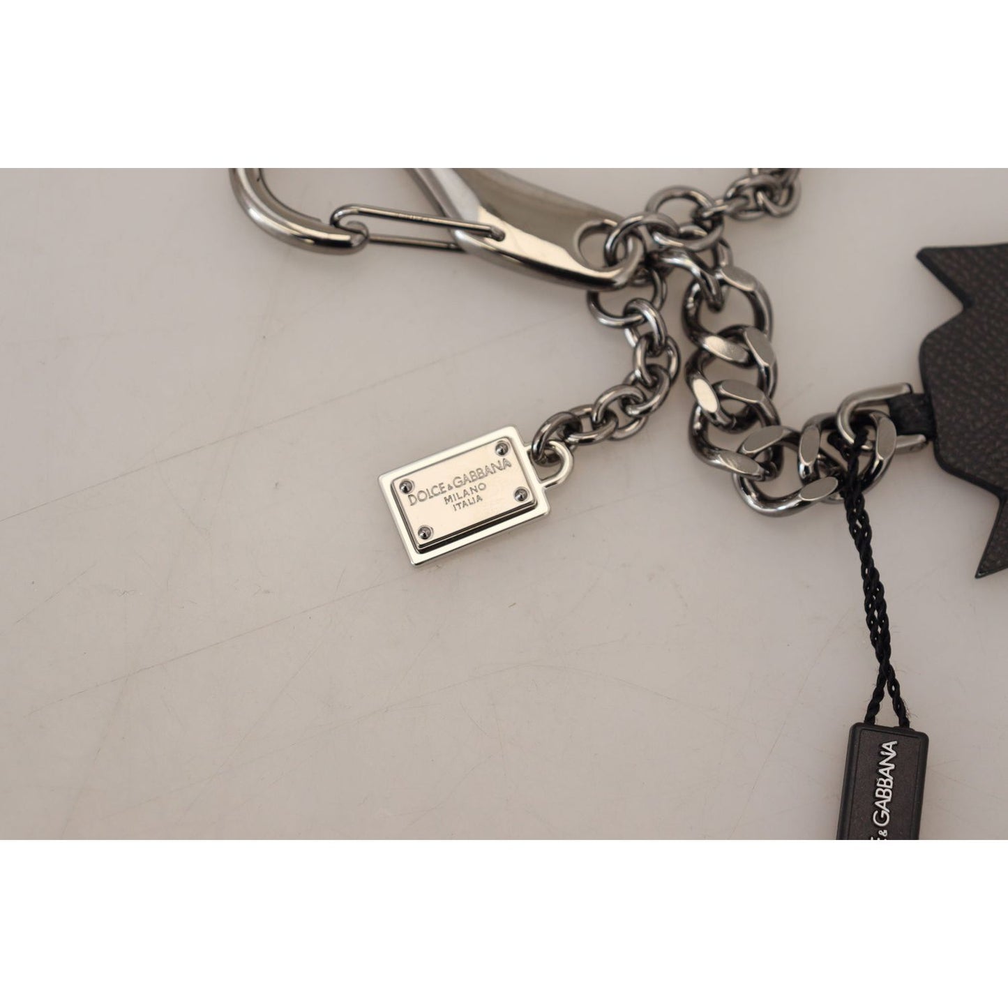 Dolce & Gabbana Elegant Silver and Black Designer Keychain Dolce & Gabbana