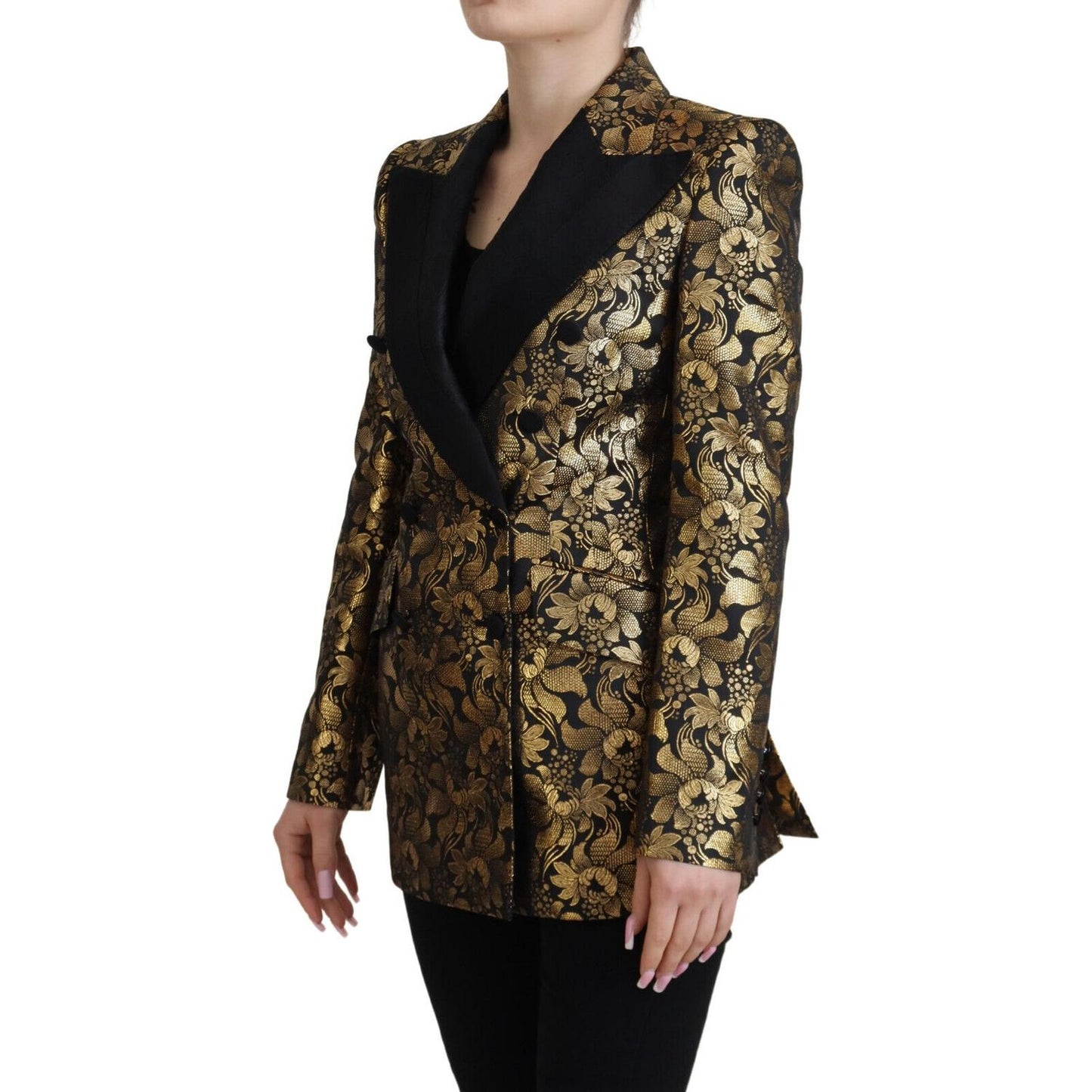 Dolce & Gabbana Elegant Black and Gold Floral Jacket Dolce & Gabbana