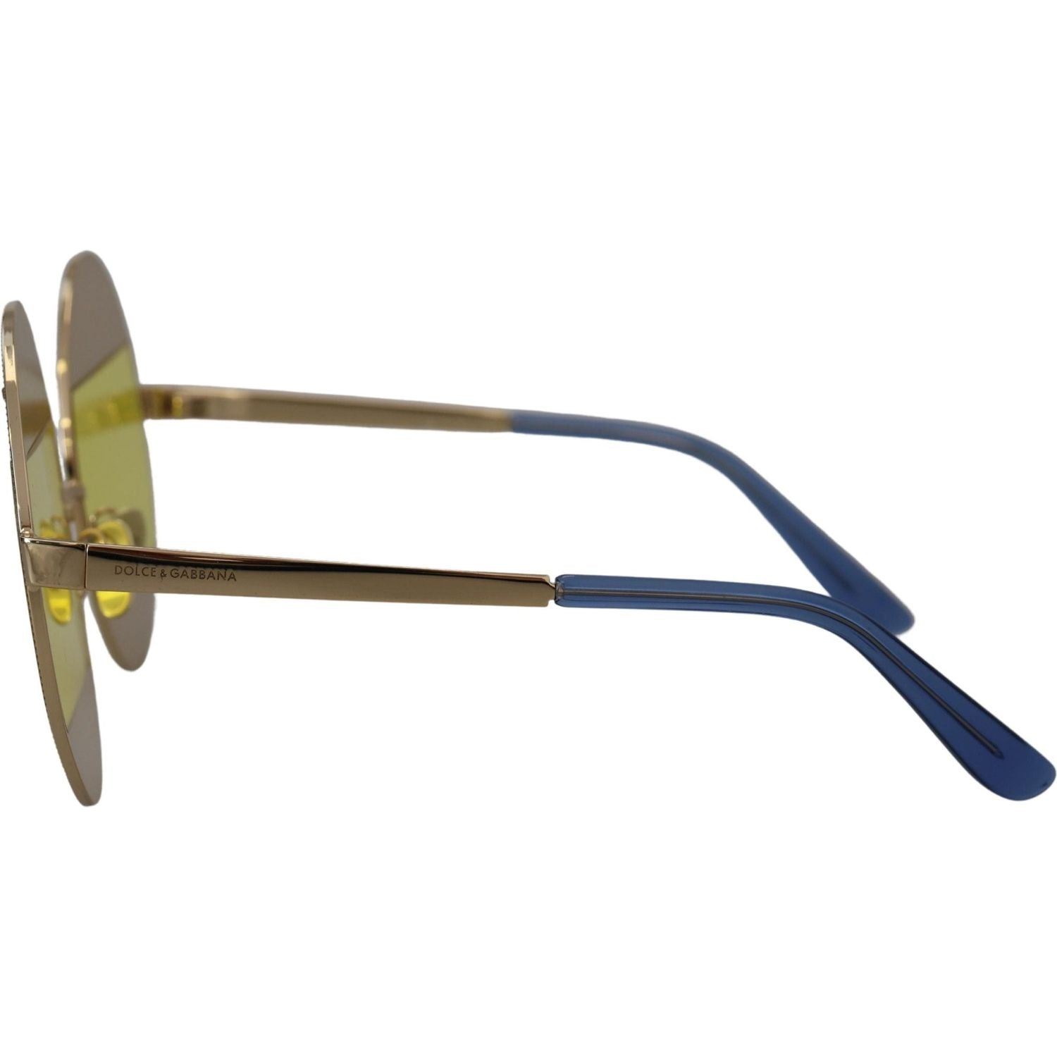 نظارة شمسية دولتشي آند غابانا بيضاوية ذهبية مزينة بالكريستال