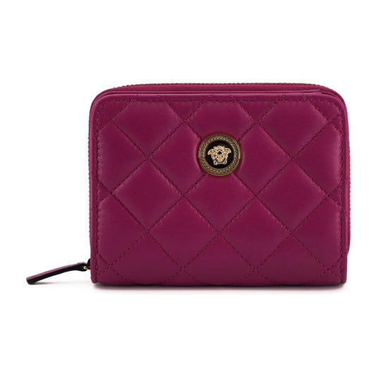 Versace Purple Nappa Leather Bifold Zip Around Wallet WOMAN WALLETS
