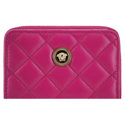 Versace Purple Nappa Leather Bifold Zip Around Wallet