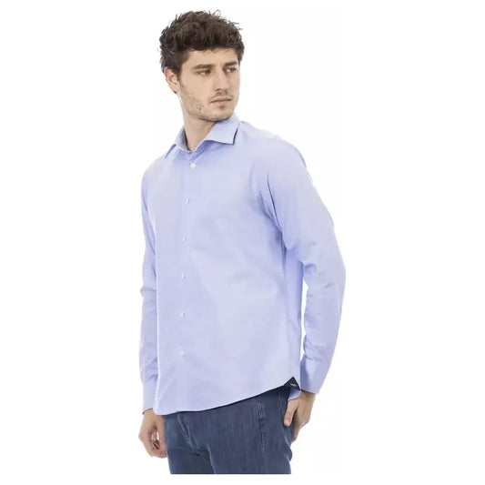 Baldinini Trend Light Blue Cotton Men Shirt Baldinini Trend