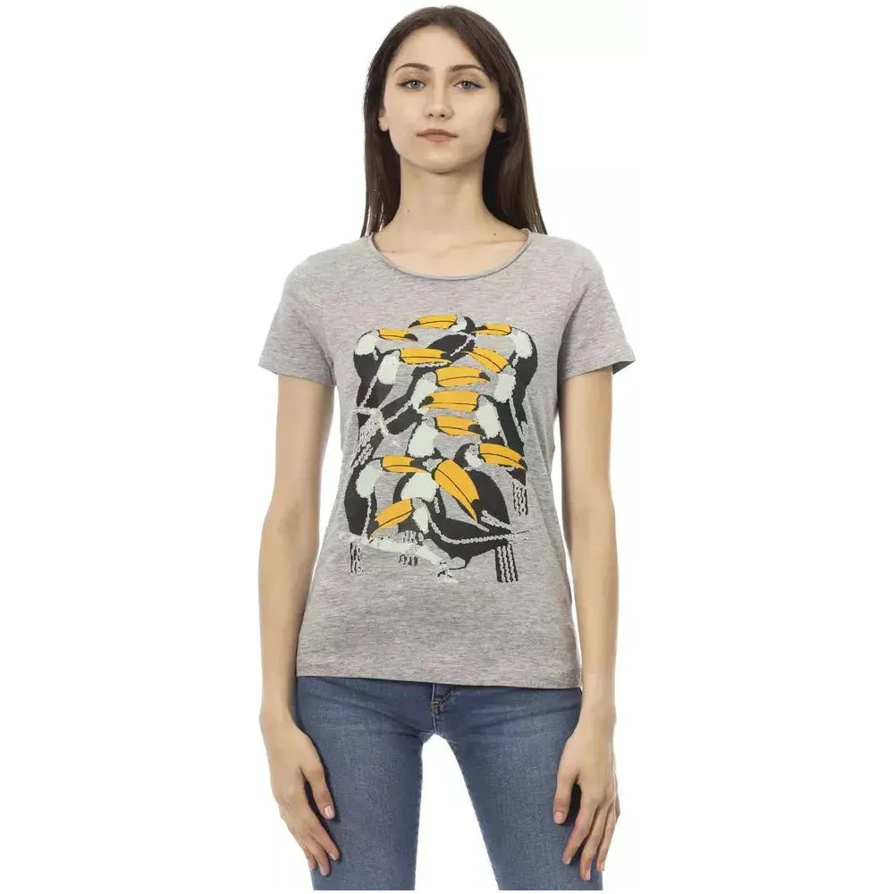 Trussardi Action Gray Cotton Women Top Trussardi Action