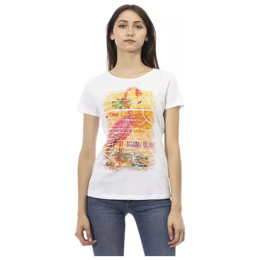 Trussardi Action Chic White Tee with Graphic Flair Trussardi Action