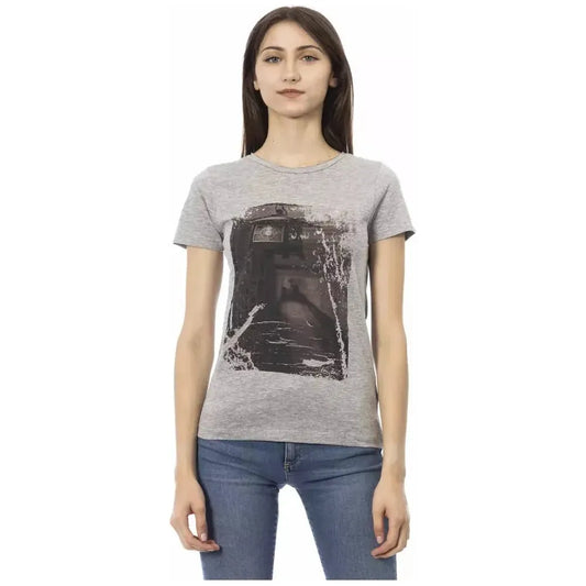 Trussardi Action Gray Cotton Women Top Trussardi Action