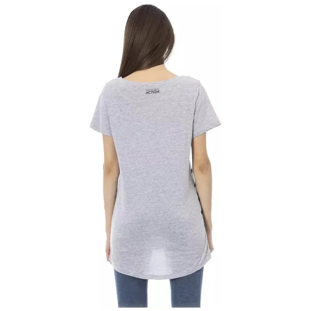 Trussardi Action Gray Cotton Women Top Trussardi Action